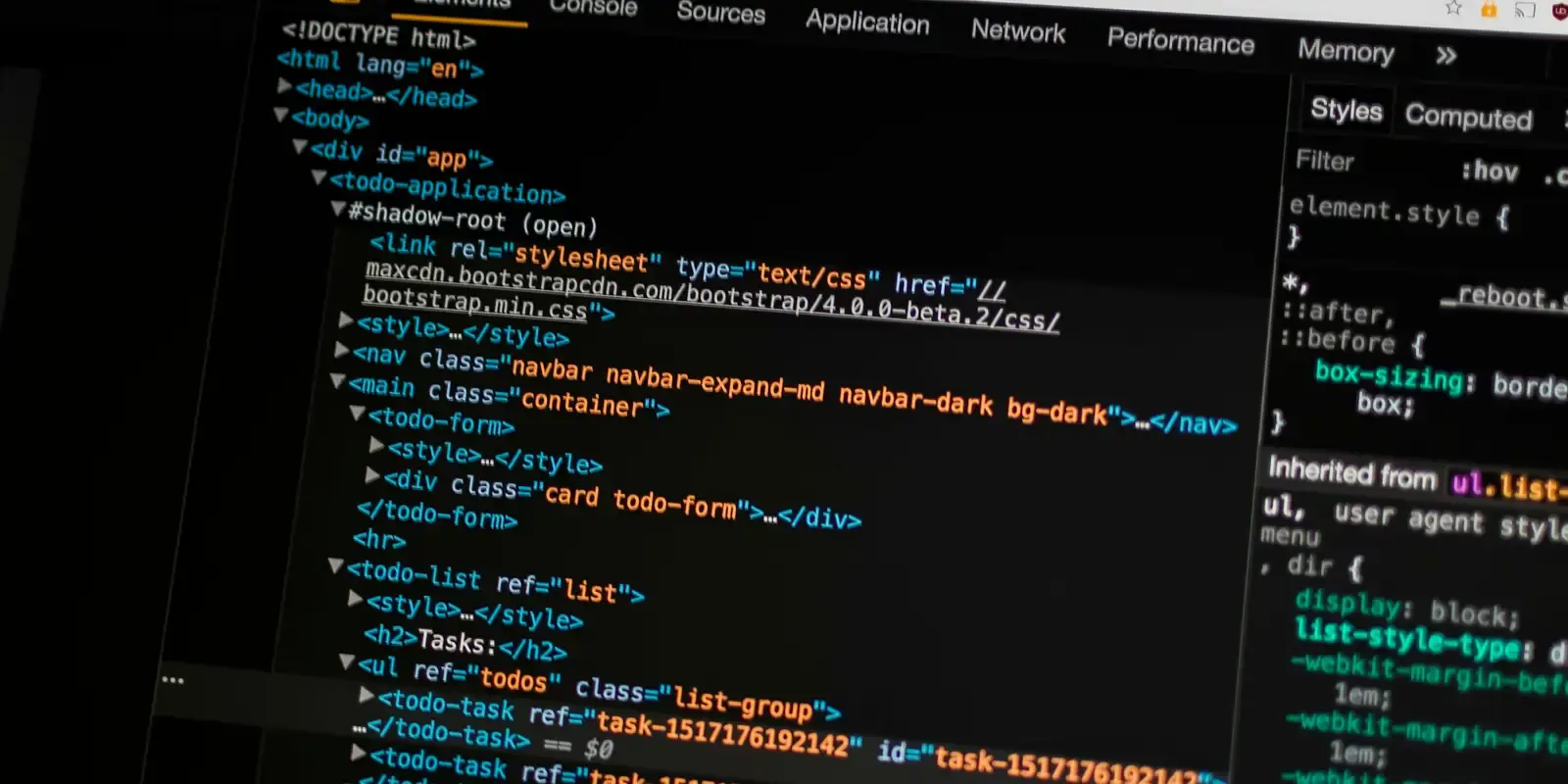 Herramientas de desarrollo del navegador mostrando el árbol de una página web